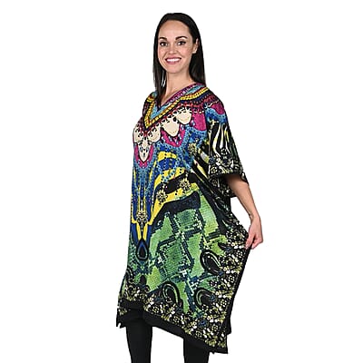 JOVIE Turquoise Snake V-Neck Kaftan - One Size Fits Most