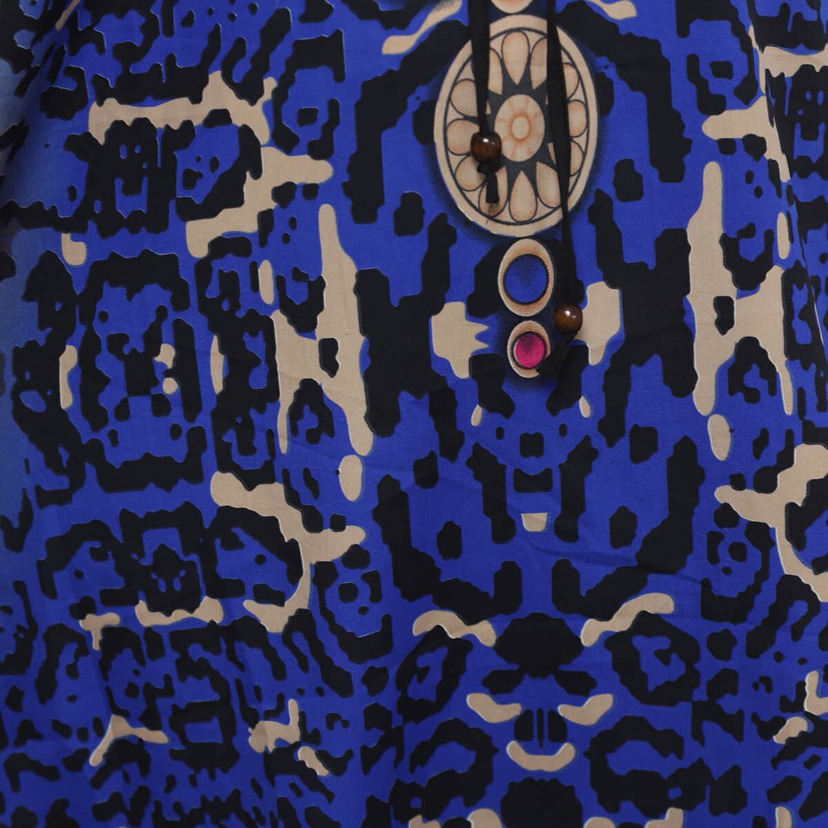 JOVIE Blue Cheetah V-Neck Kaftan - One Size Fits Most image number 5