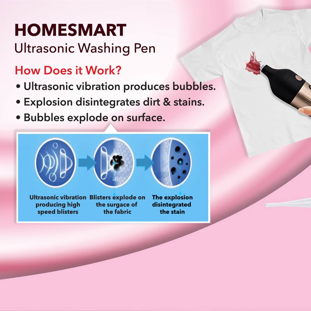 Homesmart Portable Ultrasonic Washing Pen- Golden (12W, 2000mAh) image number 2
