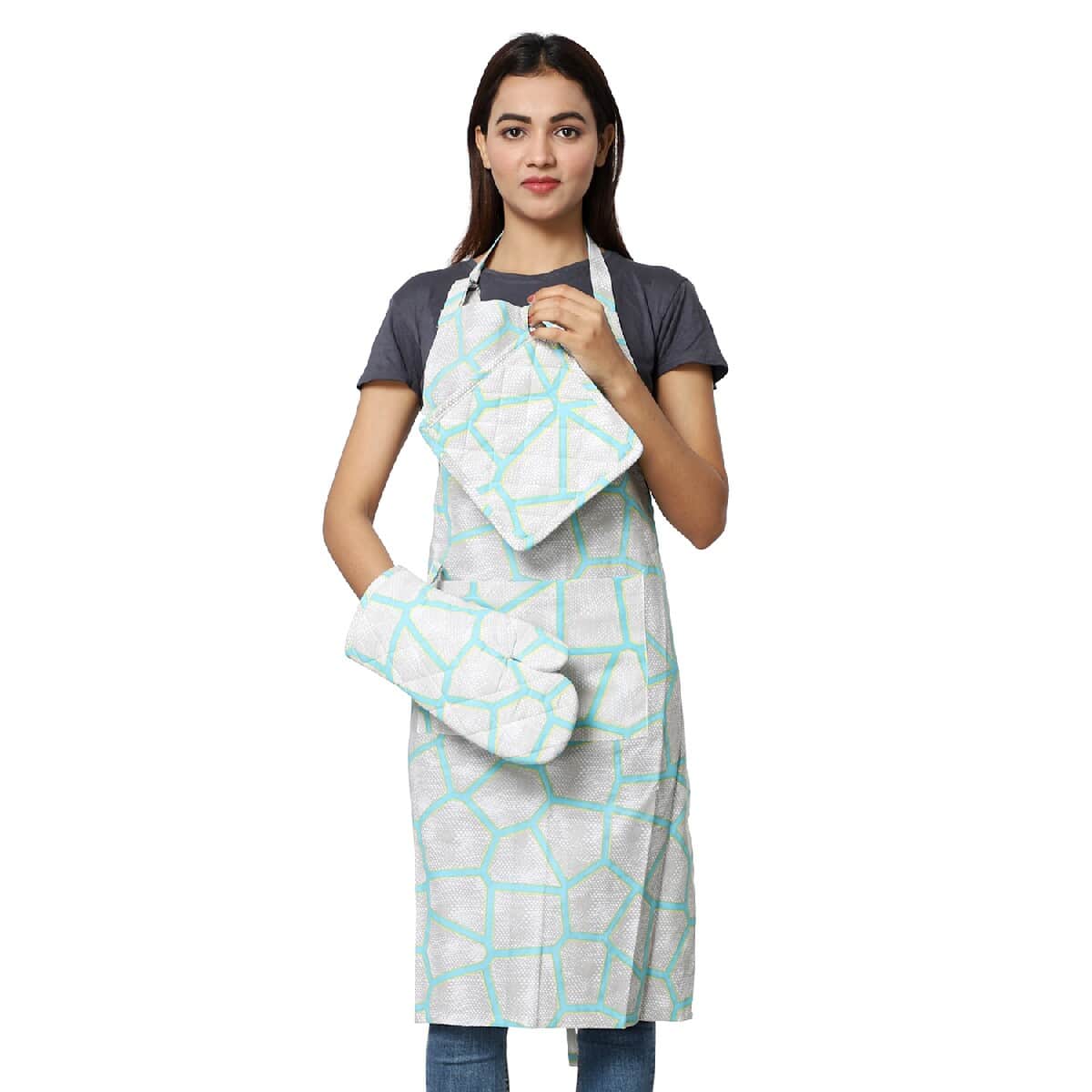 Buy Set of 4 Pink & Green Apron, Glove, Pot Holder & Kitchen Towel at  ShopLC.