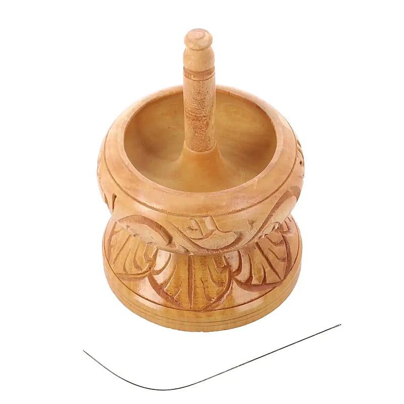 Seed Bead Spinner with Big Eye Beading Needle, Wooden Spin and String Beading Spinner Jewellery Making Tool with Curved Needle
