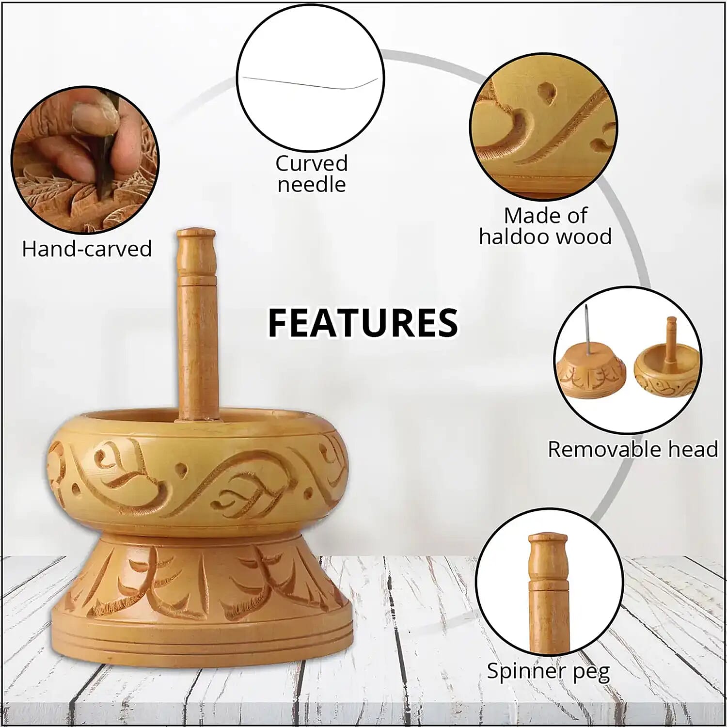 Seed Bead Spinner with Big Eye Beading Needle, Wooden Spin and String Beading Spinner Jewellery Making Tool with Curved Needle