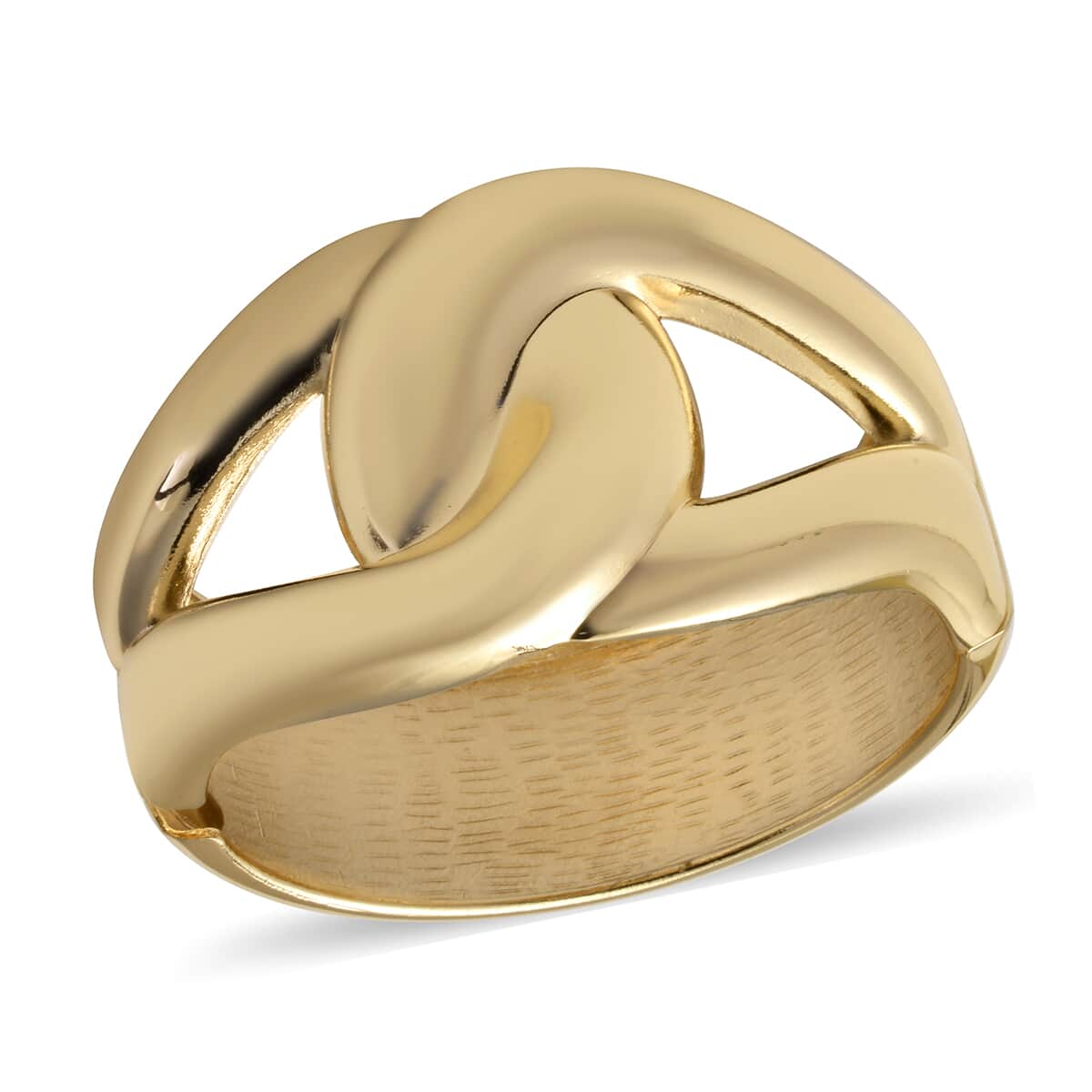 Link Style Fancy Bangle Bracelet in Goldtone (6.75 In) image number 0