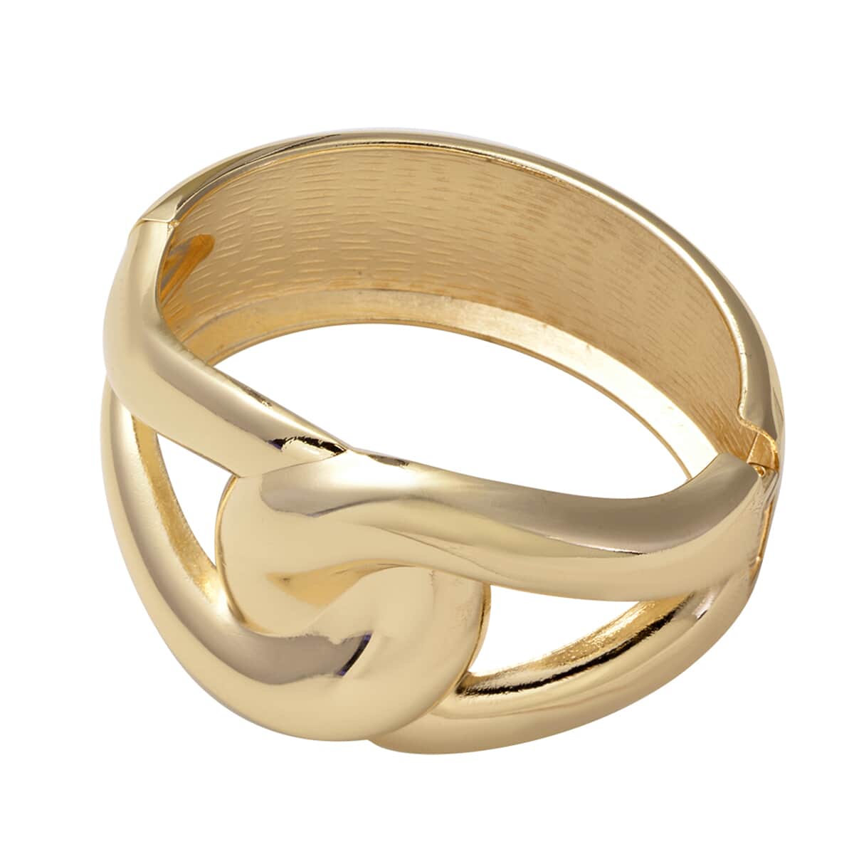 Link Style Fancy Bangle Bracelet in Goldtone (6.75 In) image number 2