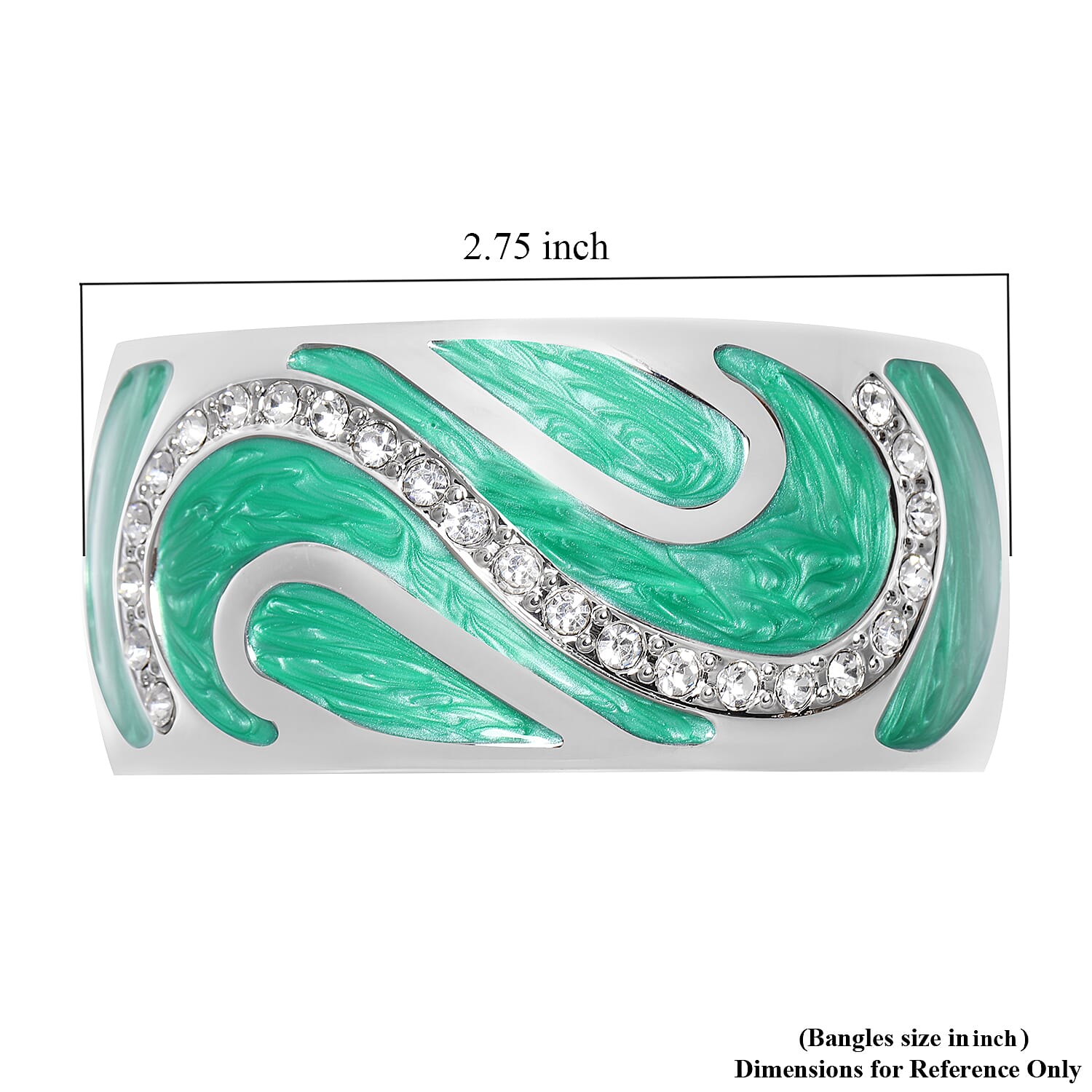 White Austrian Crystal Enameled Bangle Bracelet in Silvertone (7.25 In)