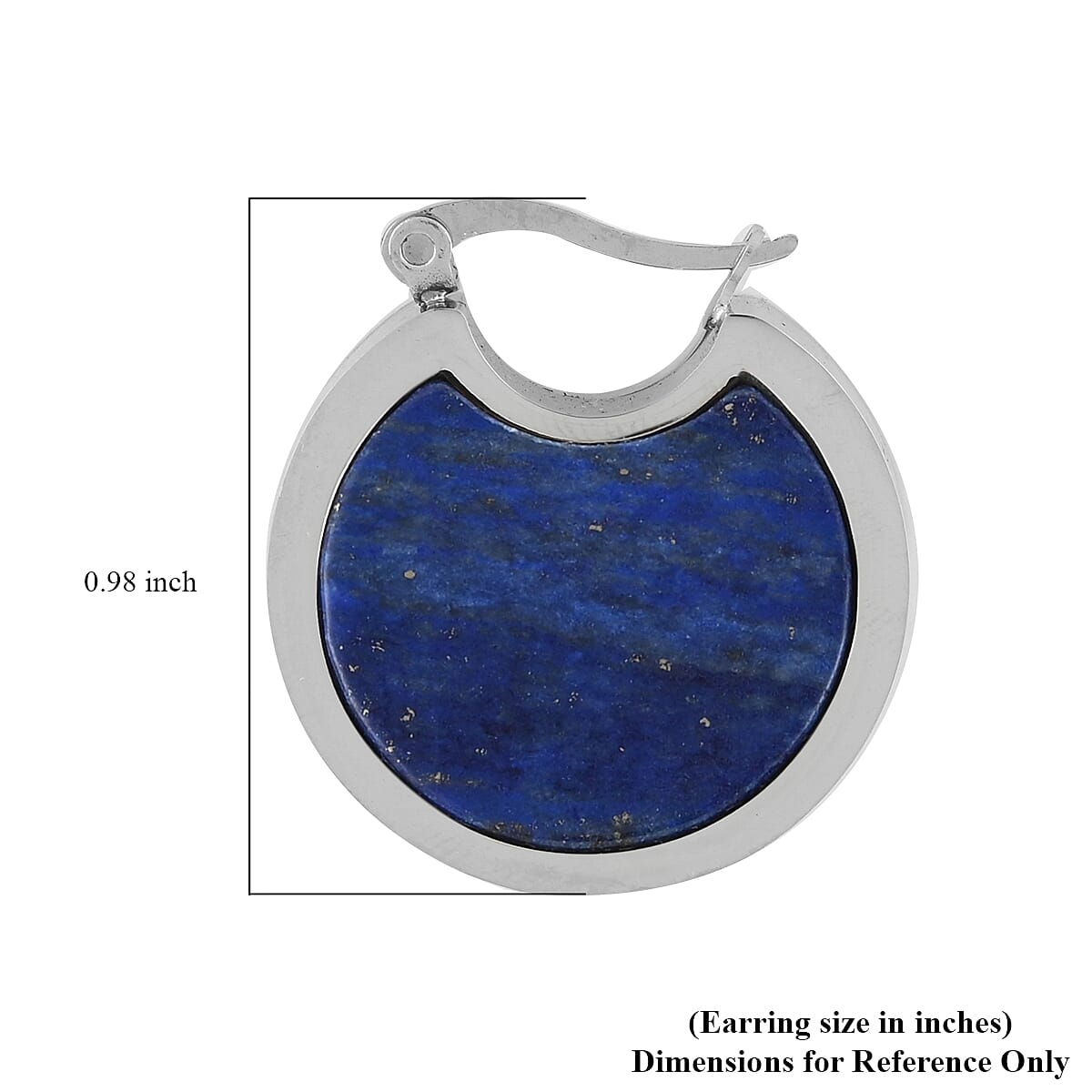 Lapis Lazuli Inlay Hoop Earrings in Stainless Steel 20.00 ctw image number 2