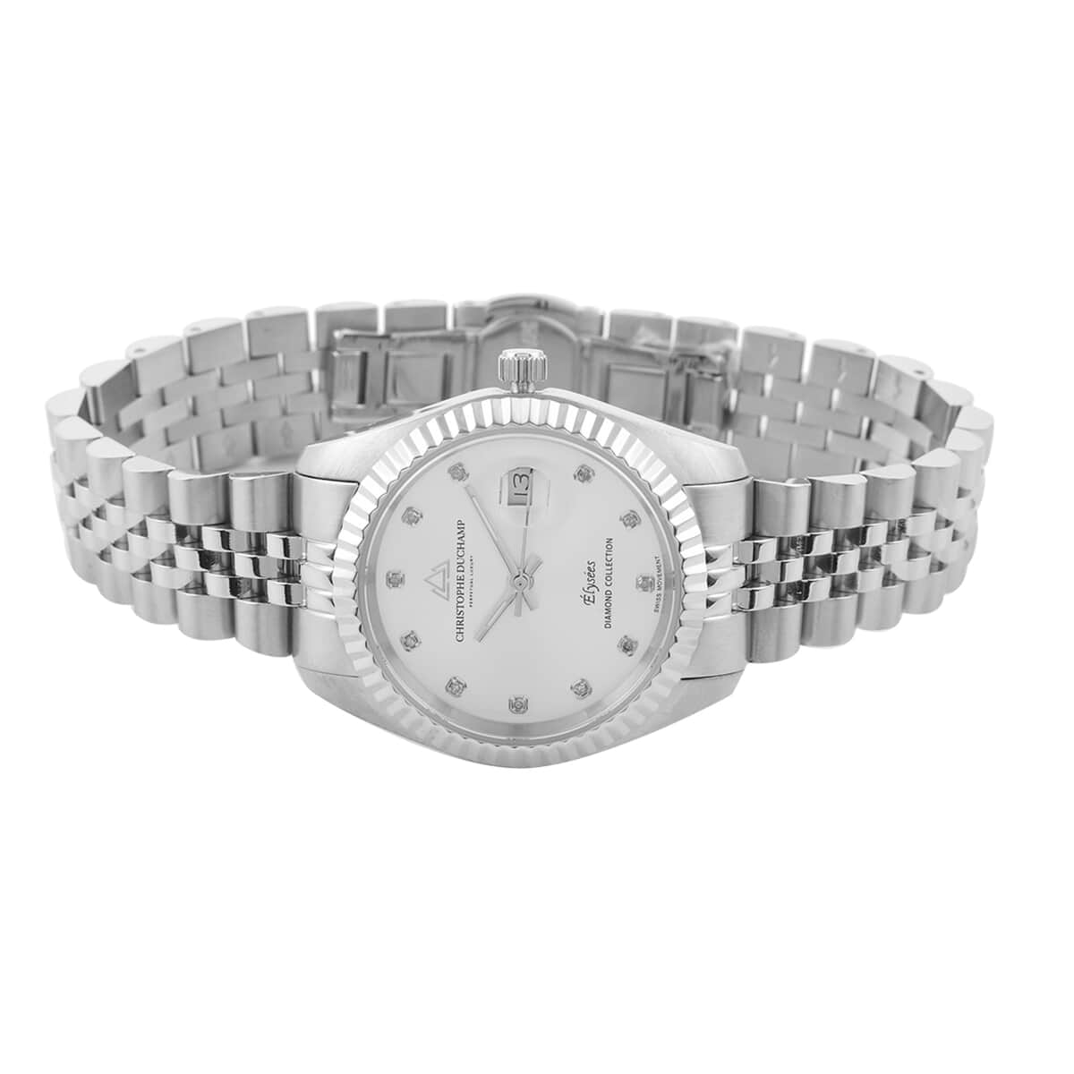 CHRISTOPHE DUCHAMP Elysees Diamond Collection Swiss Movement Watch in Stainless Steel (33mm) image number 1