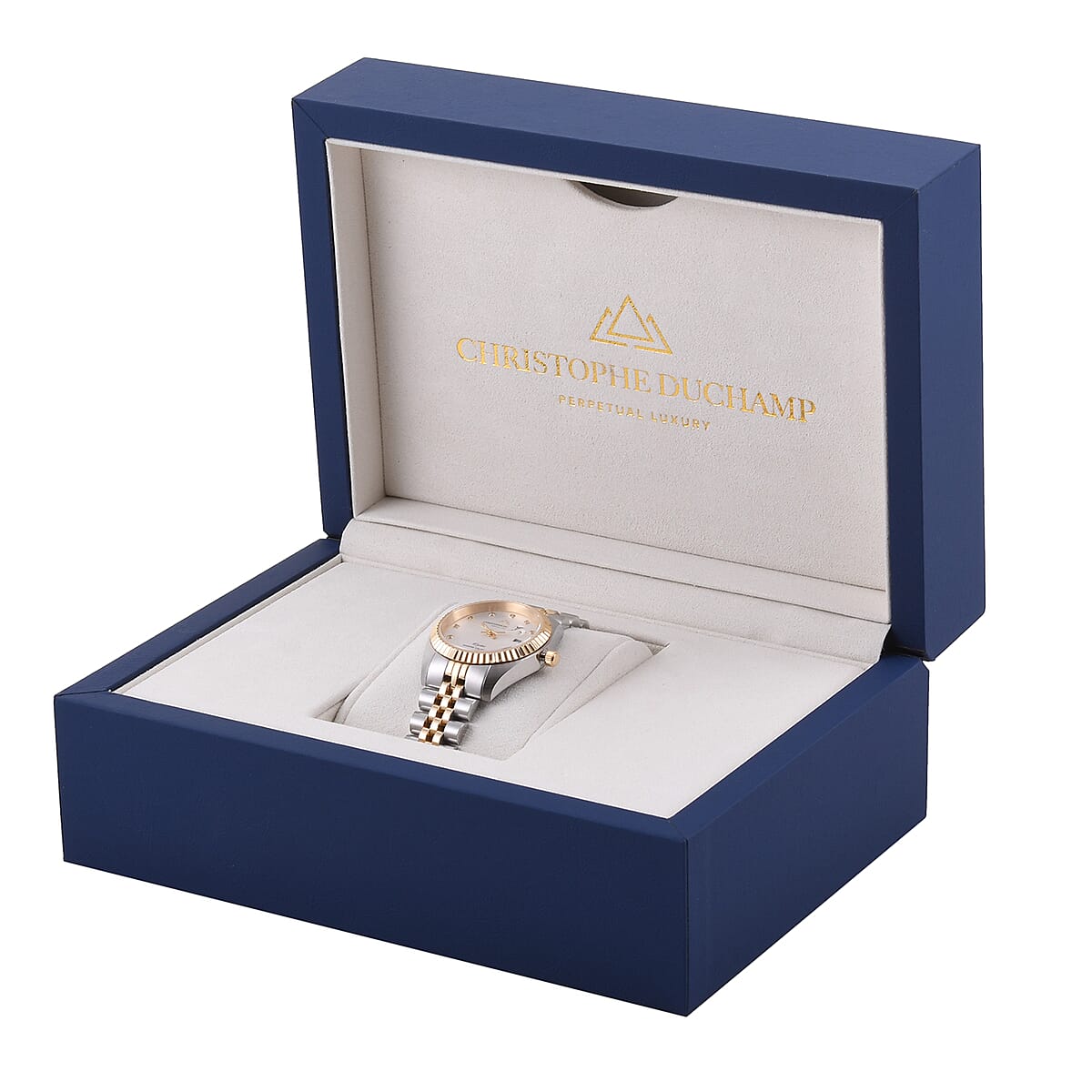 CHRISTOPHE DUCHAMP Elysees Diamond Collection Swiss Movement Watch in ION Plated Yellow Gold and Stainless Steel (33mm) image number 3