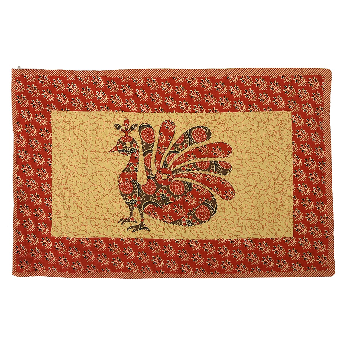 Multi Color Peacock Printed 100% Cotton Hand Quilted, Hand Stitched Quilt and 2pcs Pillow Sham image number 6