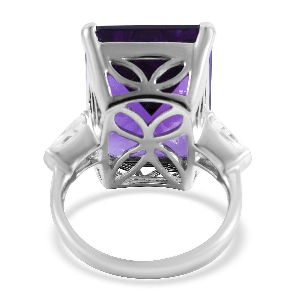 Lusaka Amethyst and White Topaz Ring in Platinum Over Sterling Silver 23.50 ctw image number 3