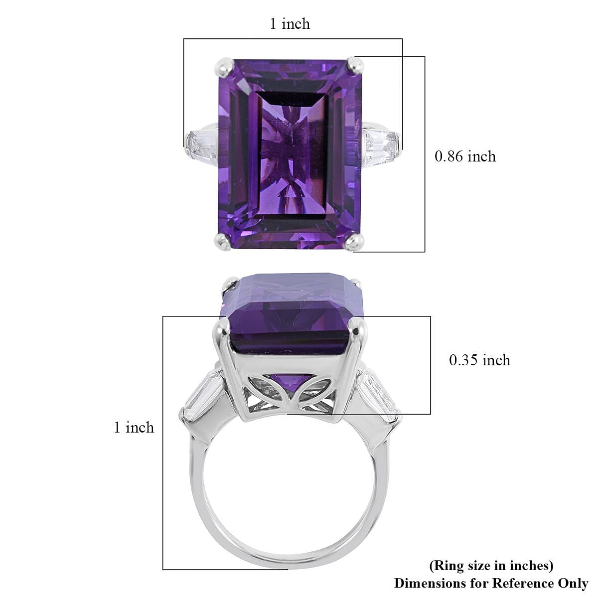 Lusaka Amethyst and White Topaz Ring in Platinum Over Sterling Silver 23.50 ctw image number 4