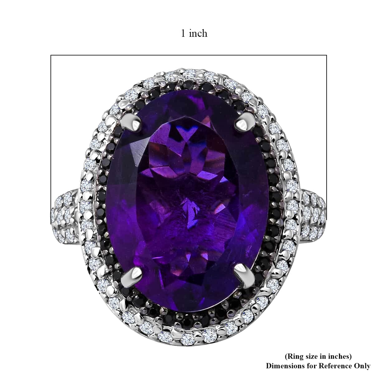 12.50 ctw Lusaka Amethyst and Multi Gemstone Halo Ring in Platinum Over Sterling Silver 9 Grams image number 4