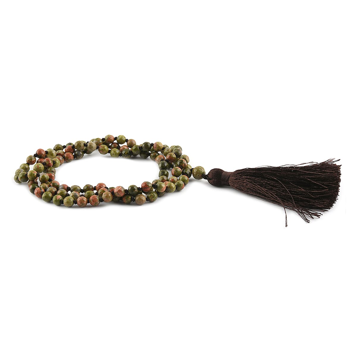 Lulu Dharma Unakite Faceted Beaded Mala Tassel Necklace 32 Inches image number 2