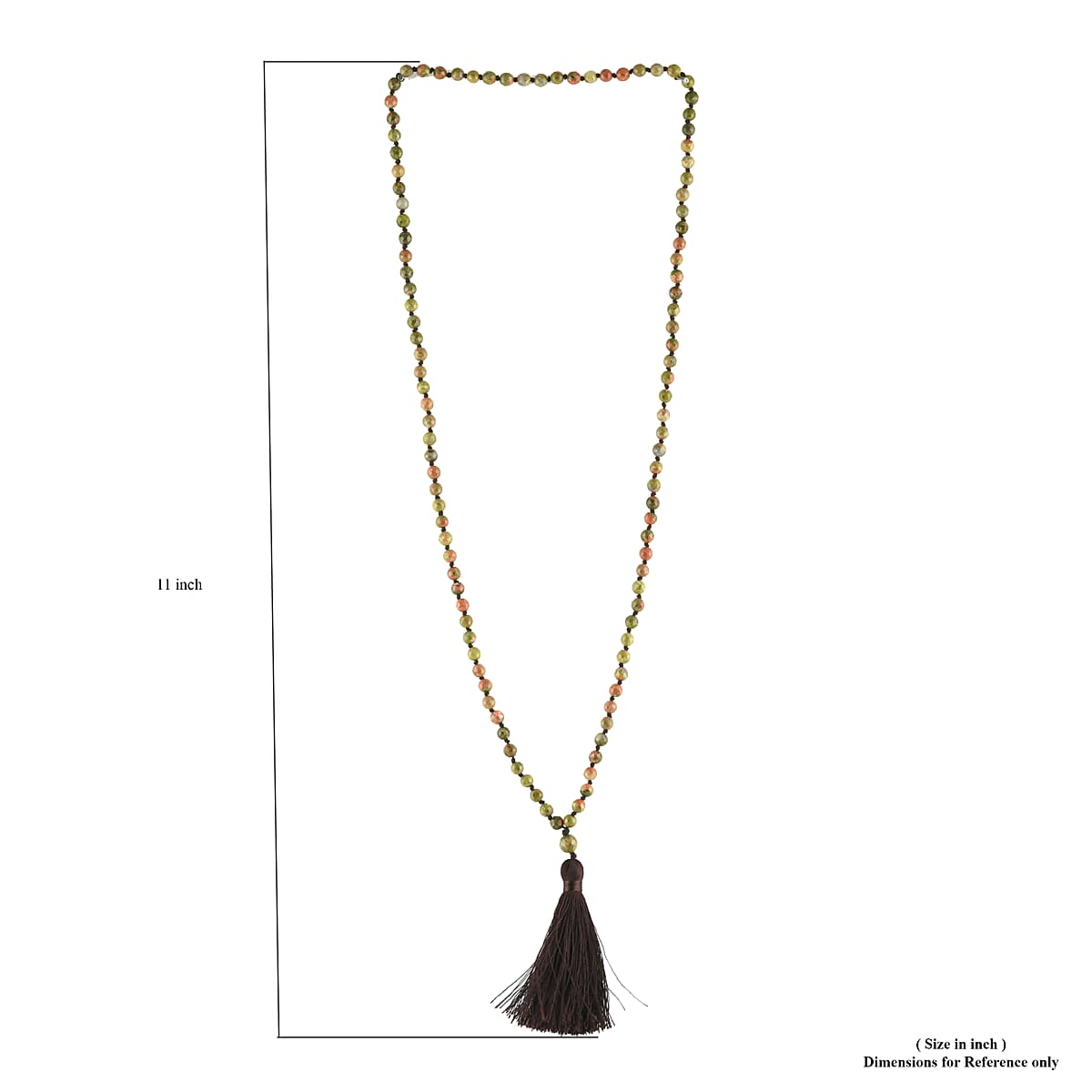 Lulu Dharma Unakite Faceted Beaded Mala Tassel Necklace 32 Inches image number 4