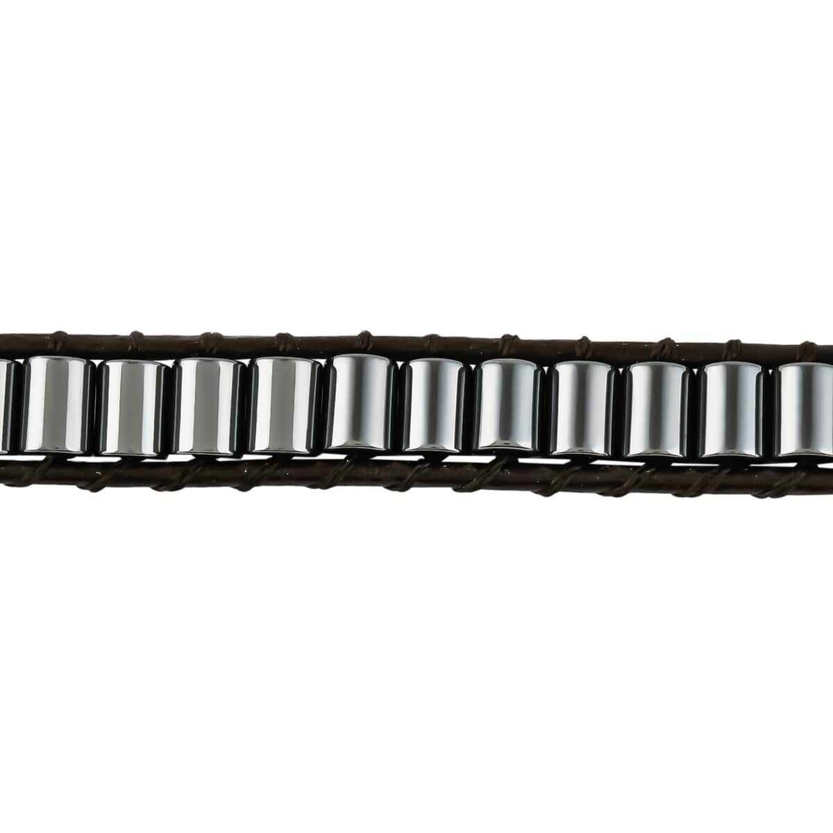 Lulu Dharma Hematite Beaded Cylinder Wrap Bracelet in Sterling Silver (Adjustable) 1.00 ctw image number 1