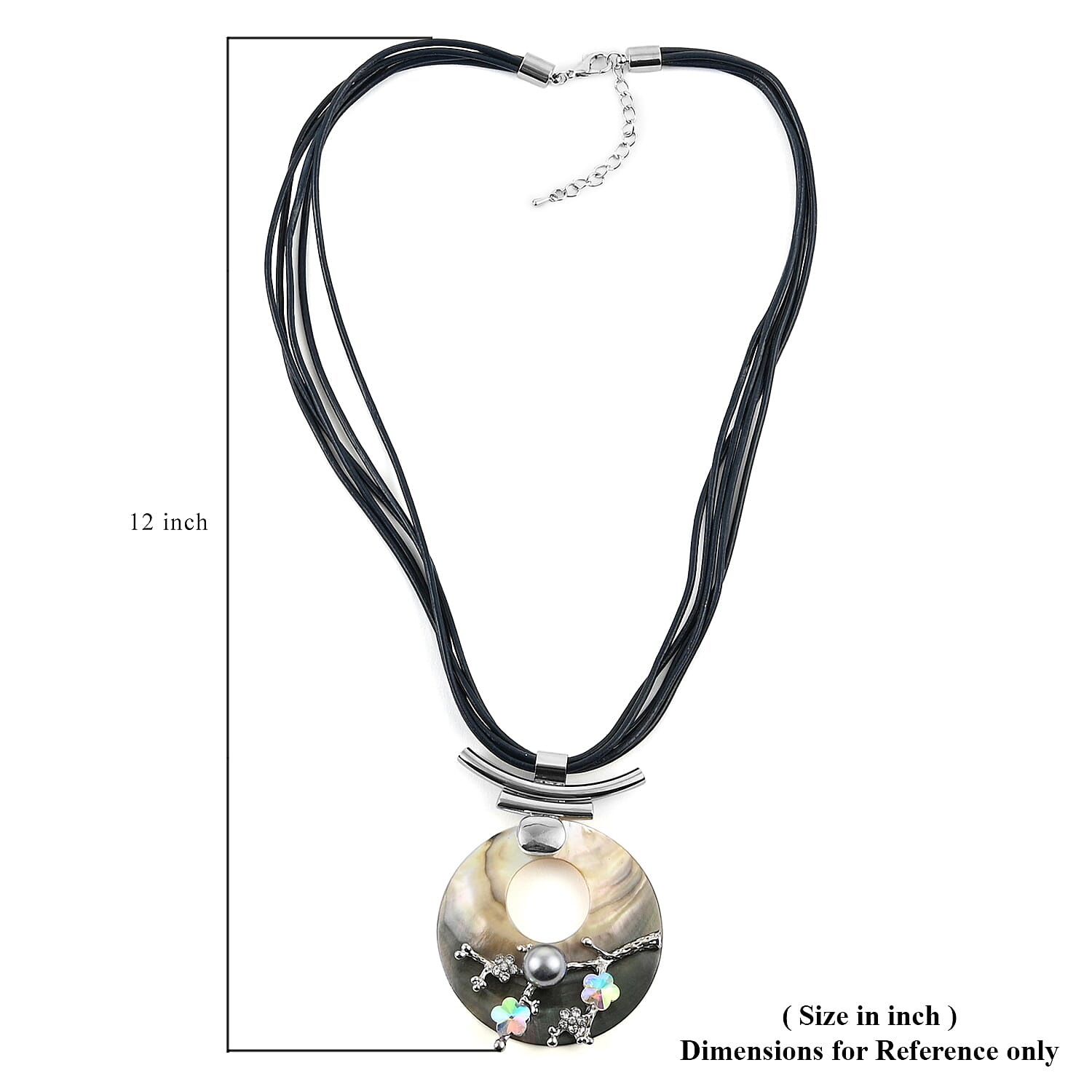 Natural Color Shell, Multi Gemstone Necklace (22 Inches) in Silvertone