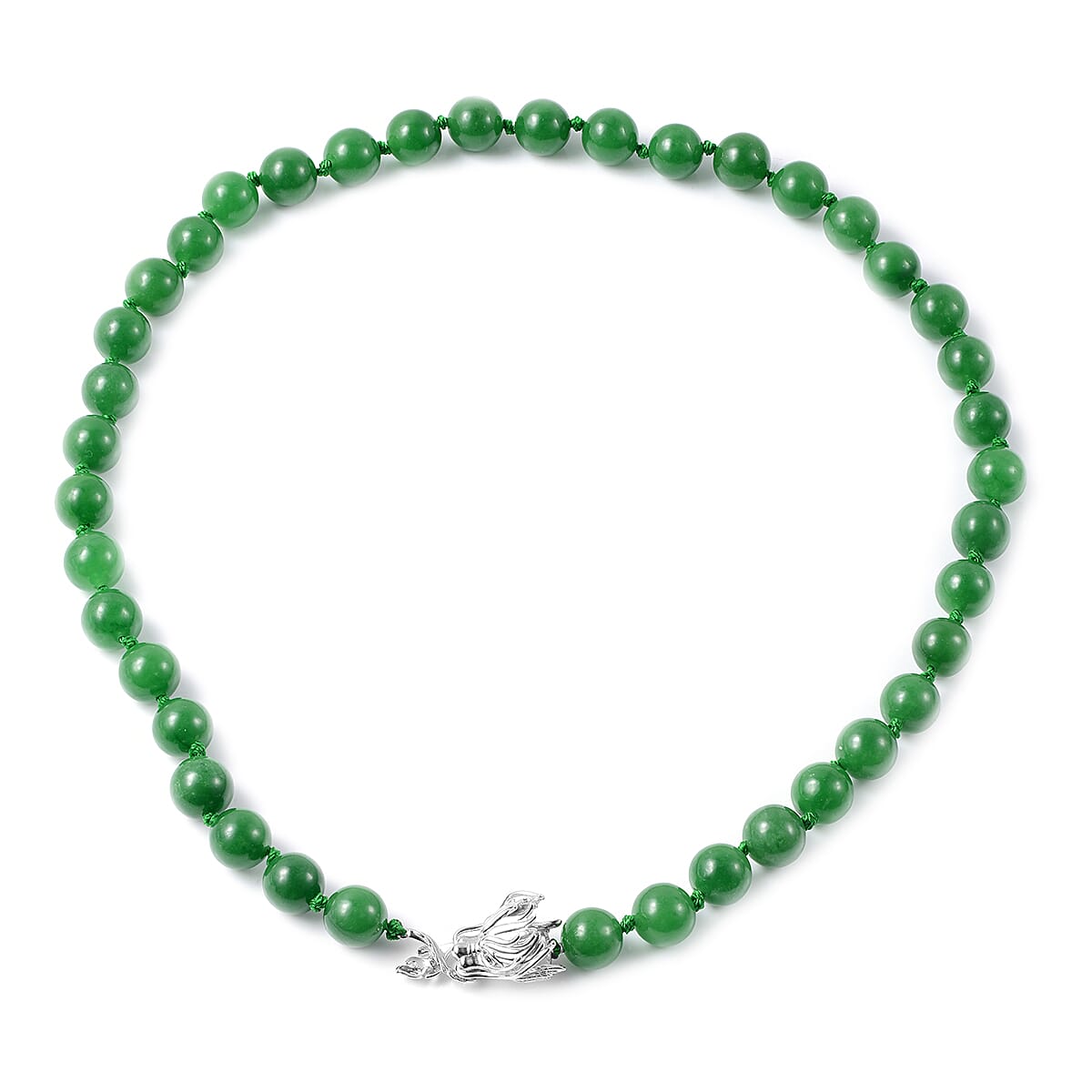Green Jade and Natural Chrome Diopside Necklace 20 Inches with Dragon Lock in Rhodium Over Sterling Silver 403.50 ctw