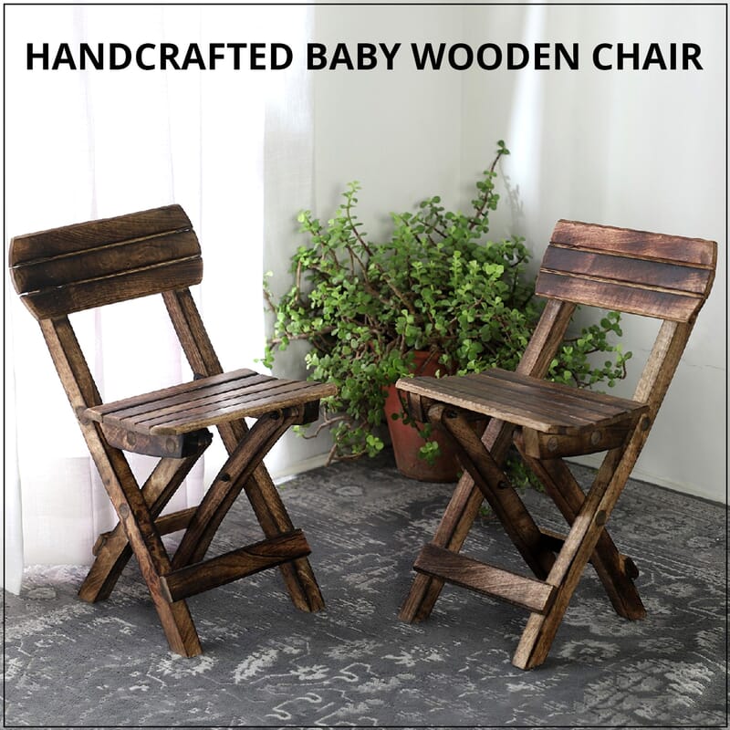 Handcrafted Set of 2 Piece Wooden KD Chair