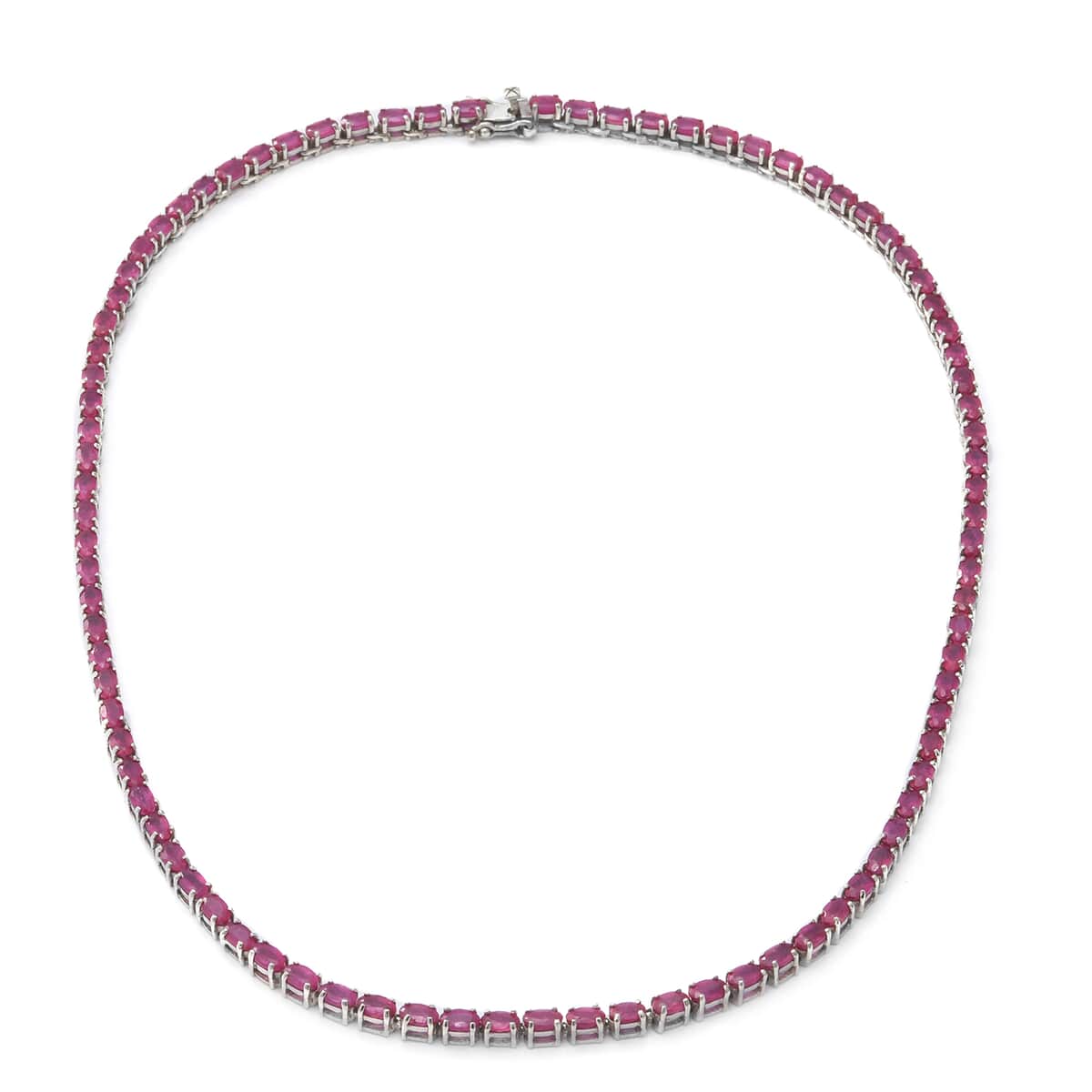 30.25 ctw Niassa Ruby Tennis Necklace 18 Inches in Platinum Over Sterling Silver 20 Grams image number 0