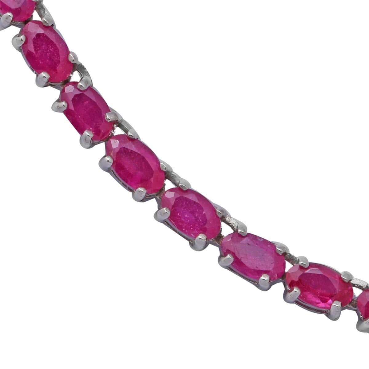 30.25 ctw Niassa Ruby Tennis Necklace 18 Inches in Platinum Over Sterling Silver 20 Grams image number 2