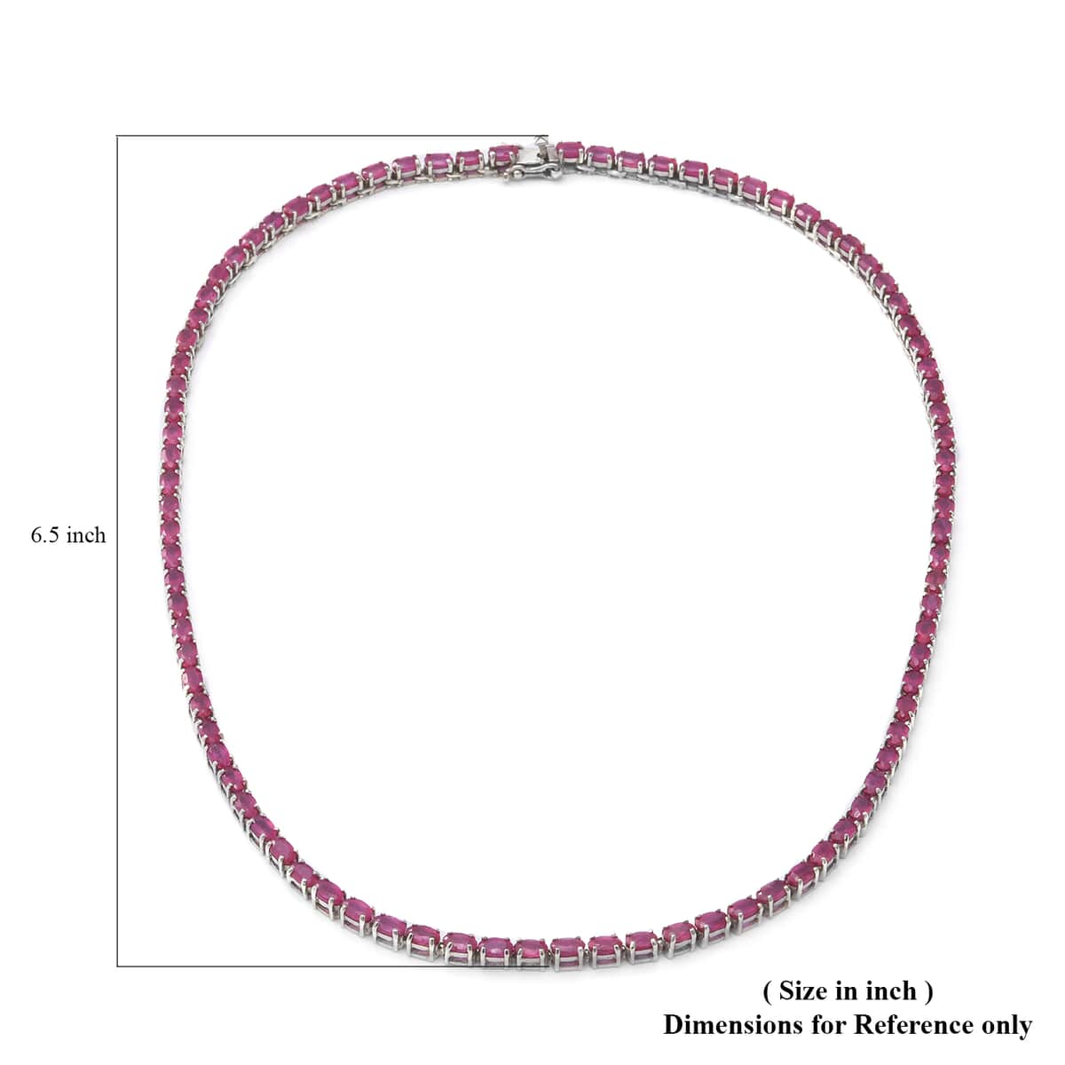 30.25 ctw Niassa Ruby Tennis Necklace 18 Inches in Platinum Over Sterling Silver 20 Grams image number 4