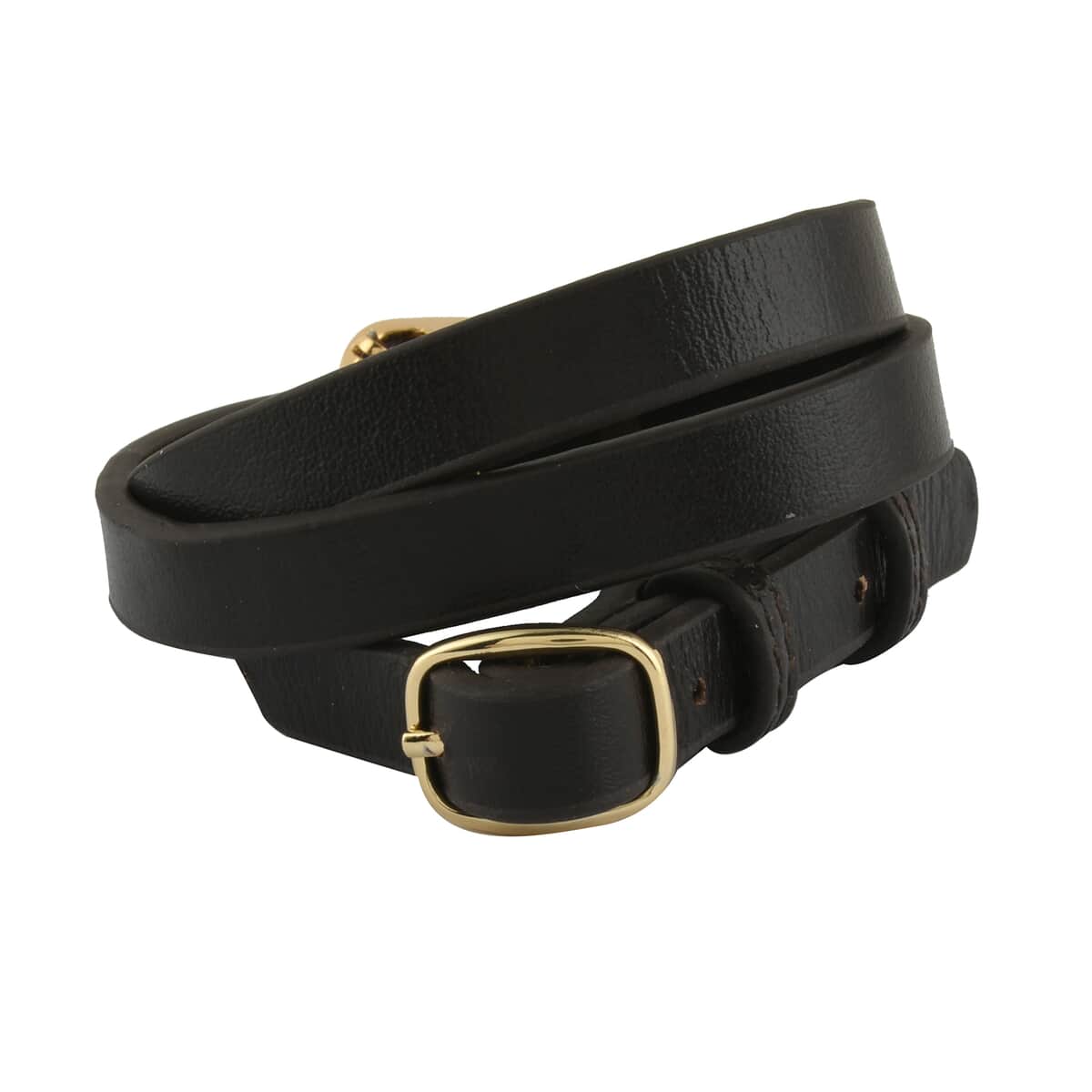 LULU DHARMA CLOSEOUT Amethyst, Brown Leather Wrap Bracelet (Adjustable) in Goldtone image number 1