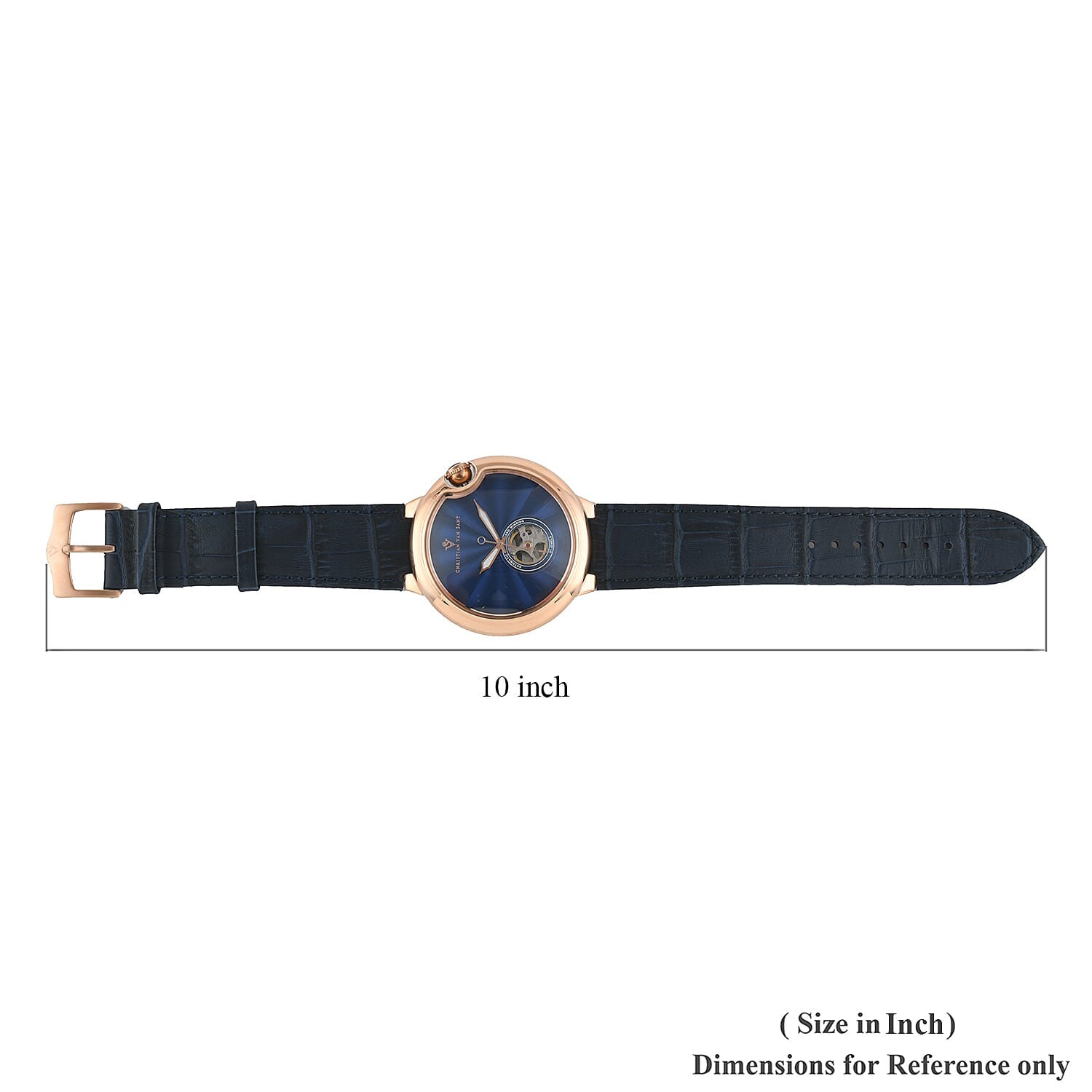 Christian Van Sant Cyclone Automatic Movement Watch with Blue Leather Band 46mm