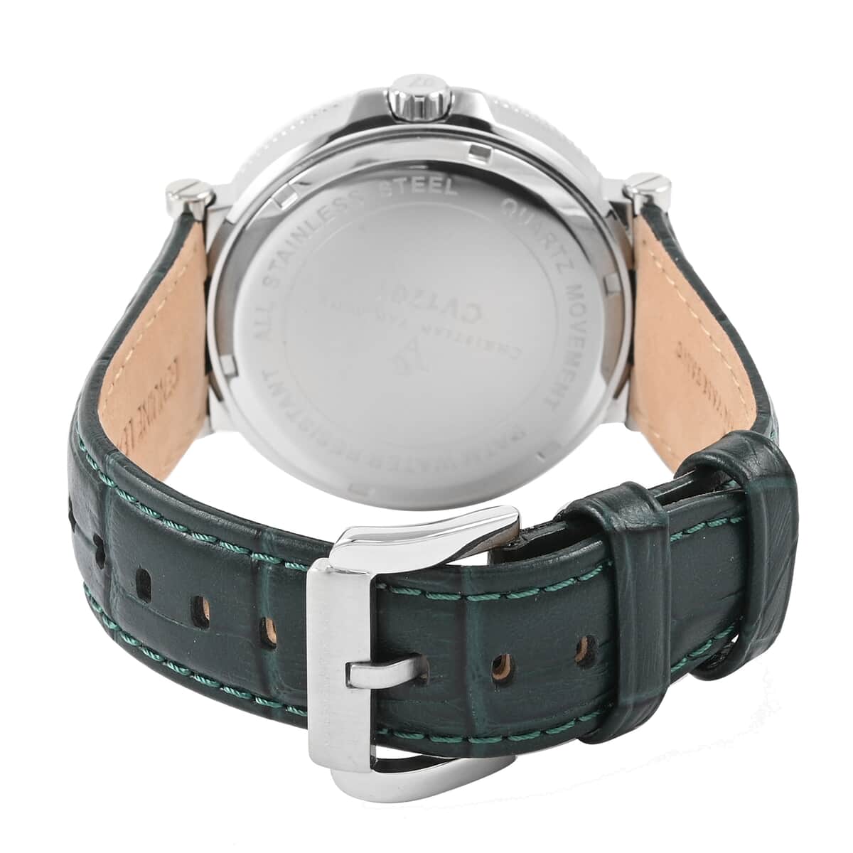 Christian Van Sant Clepsydra Quartz Movement Watch with Green Dial and Green Leather Band 45mm , Designer Leather Watch , Analog Luxury Wristwatch image number 2