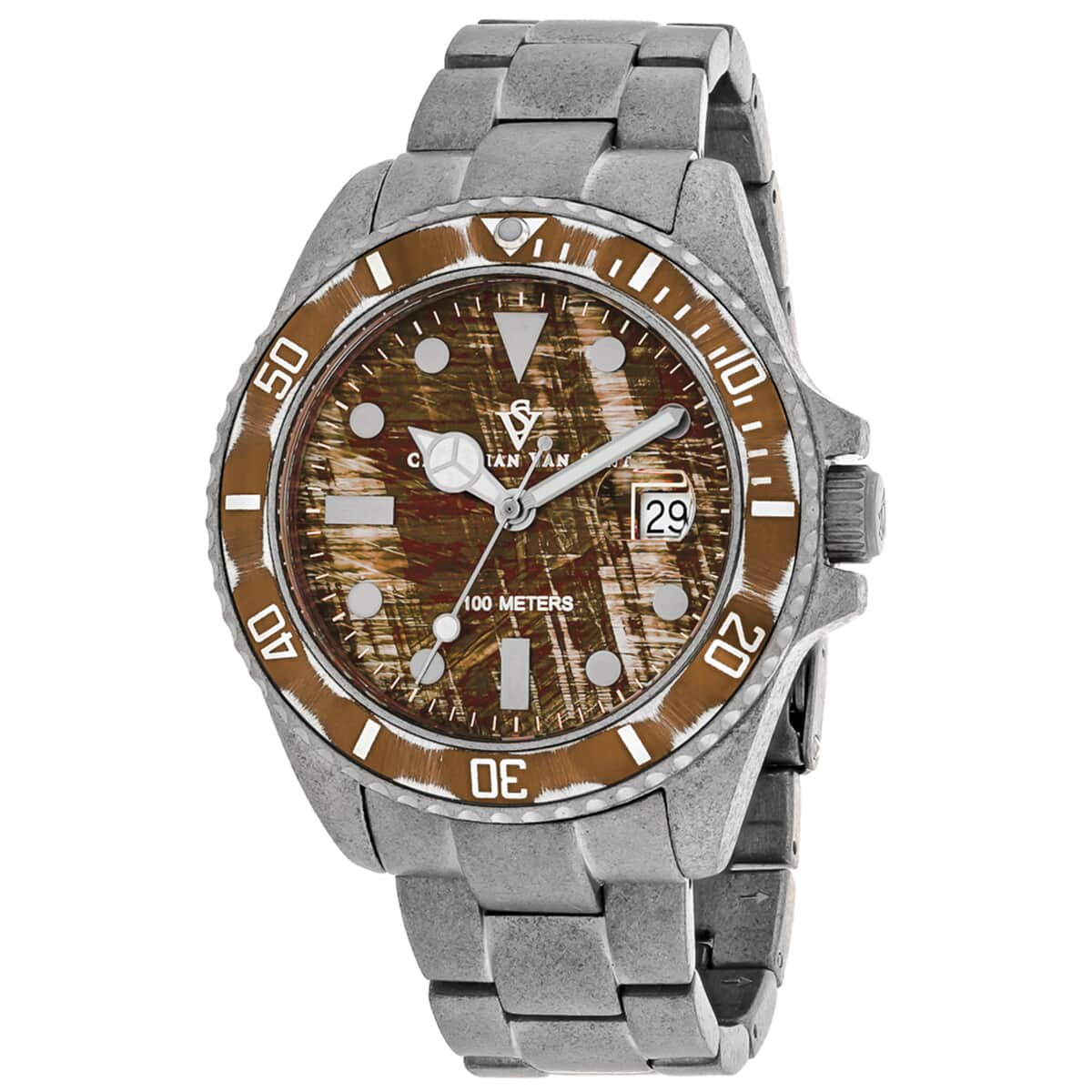 Christian Van Sant Montego Vintage Swiss Parts Quartz Movement Watch with Brown Dial 44mm , Designer Bracelet Watch , Analog Luxury Wristwatch image number 0