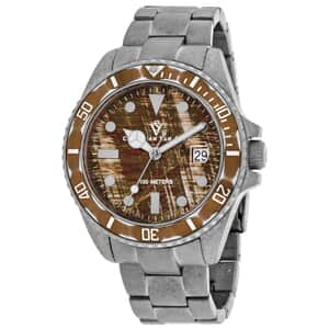 Christian Van Sant Montego Vintage Swiss Parts Quartz Movement Watch with Brown Dial 44mm , Designer Bracelet Watch , Analog Luxury Wristwatch