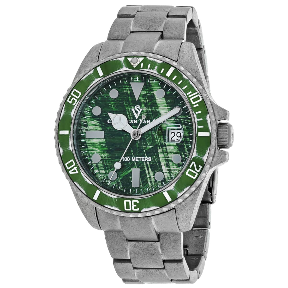 Christian Van Sant Montego Vintage Swiss Parts Quartz Movement Watch with Green Dial 44mm , Designer Bracelet Watch , Analog Luxury Wristwatch image number 0