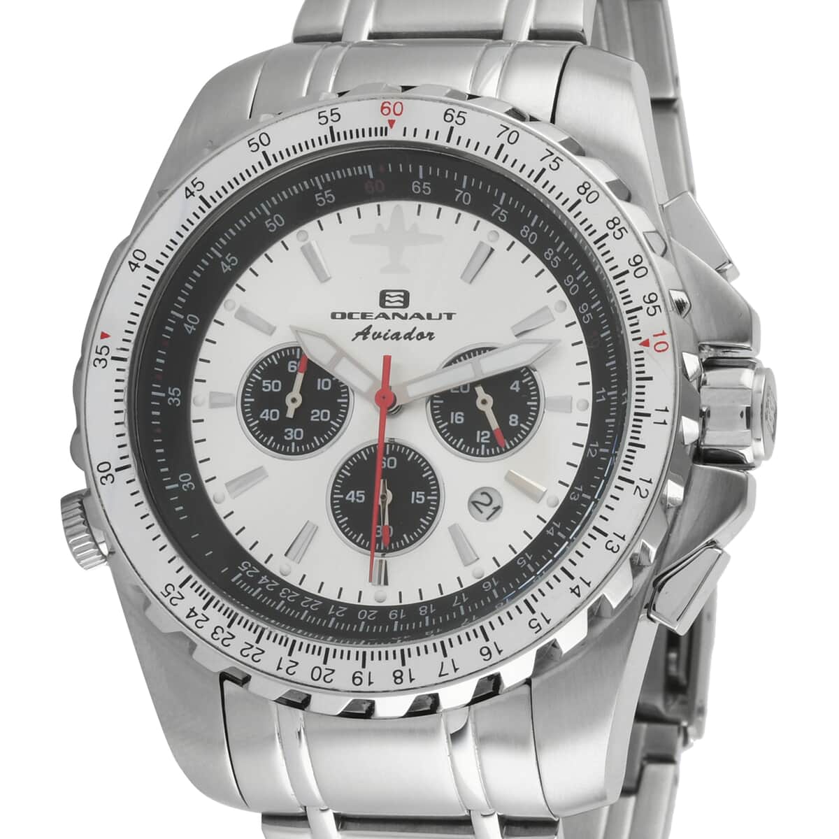 Oceanaut Aviador Pilot Quartz Movement Watch with Silver Dial 45mm , Designer Bracelet Watch , Analog Luxury Wristwatch image number 2