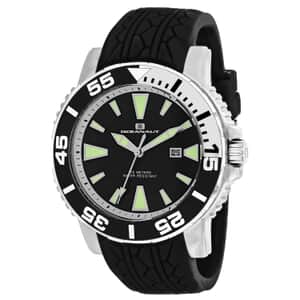 Oceanaut Marletta Quartz Movement Watch with Black Silicone Band 48mm , Designer Silicone Watch , Analog Luxury Wristwatch