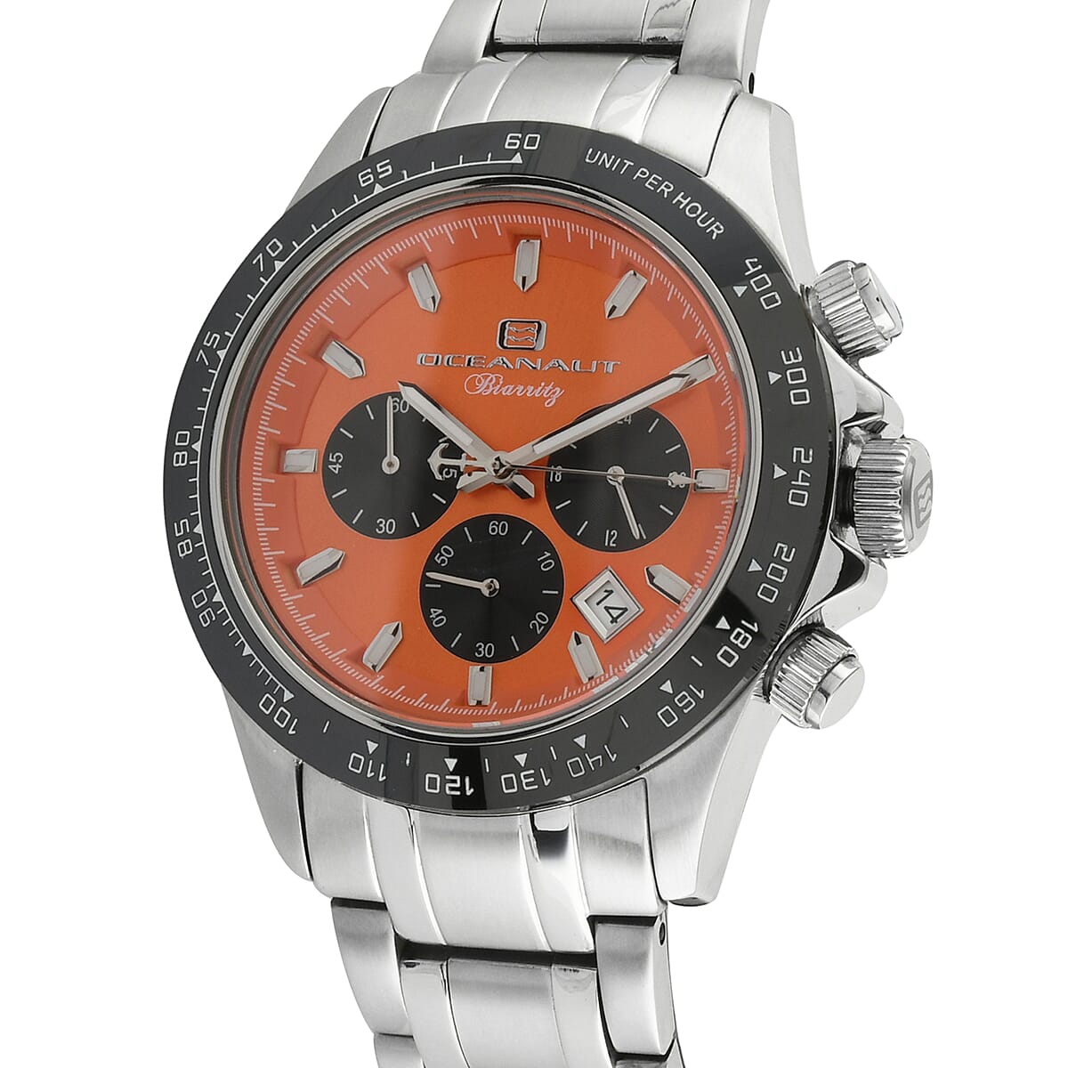 Oceanaut Biarritz Quartz Movement Watch with Orange Dial 44mm | Designer Bracelet Watch | Analog Luxury Wristwatch image number 2