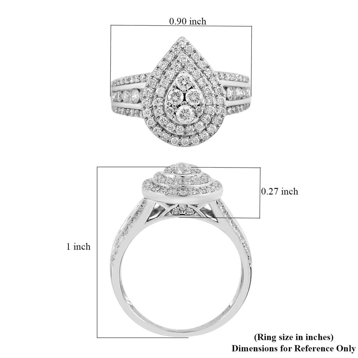 14K White Gold Diamond G SI3 Ring (Size 7.0) 4.80 Grams 1.00 ctw image number 3