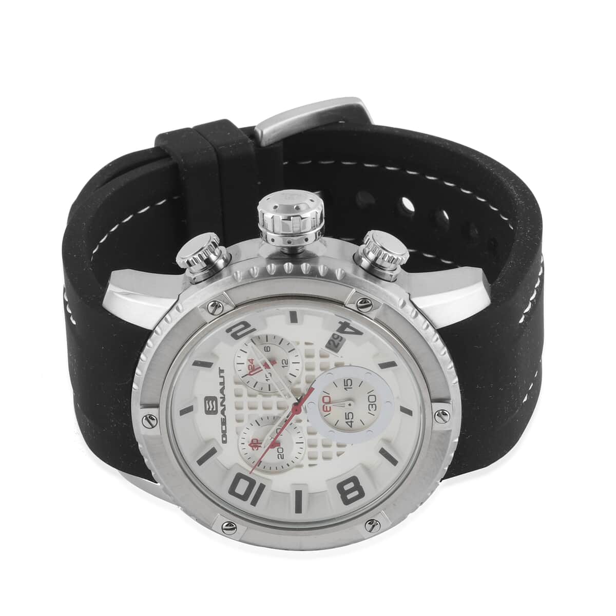 Oceanaut Impulse Sport Quartz Movement Watch with Silver Dial & Black Silicone Strap 45mm image number 2