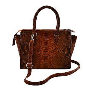 The Grand Pelle Brown 100% Genuine Python Leather Tote Bag