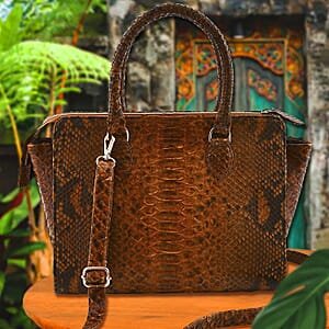 The Grand Pelle Brown 100% Genuine Python Leather Tote Bag