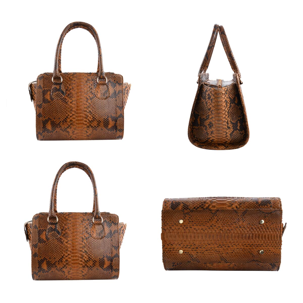 The Pelle Python Skin Bag Collection Brown 100% Genuine Python Leather Tote Bag for Women , Satchel Purse , Shoulder Handbag , Designer Tote Bag image number 1