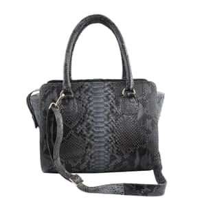 The Pelle Collection Dark Gray 100% Genuine Python Leather Tote Bag for Women, Satchel Purse, Shoulder Handbag, Designer Tote Bag