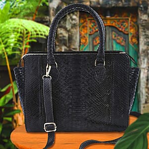 The Pelle Collection Dark Gray 100% Genuine Python Leather Tote Bag for Women, Satchel Purse, Shoulder Handbag, Designer Tote Bag