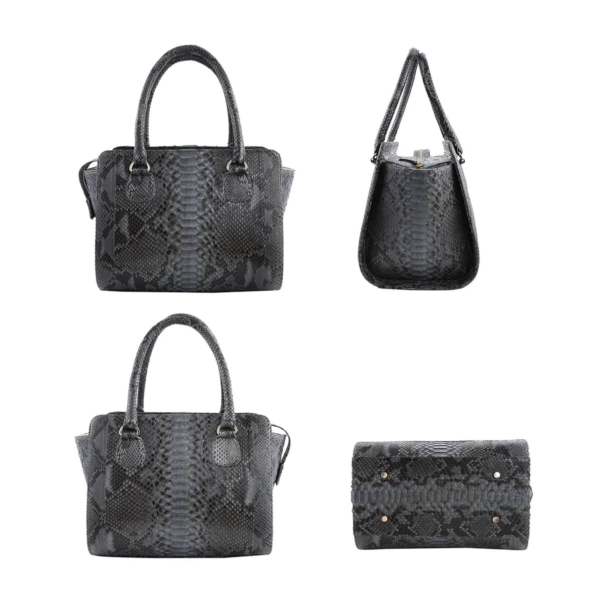 The Pelle Collection Dark Gray 100% Genuine Python Leather Tote Bag for Women, Satchel Purse, Shoulder Handbag, Designer Tote Bag image number 4