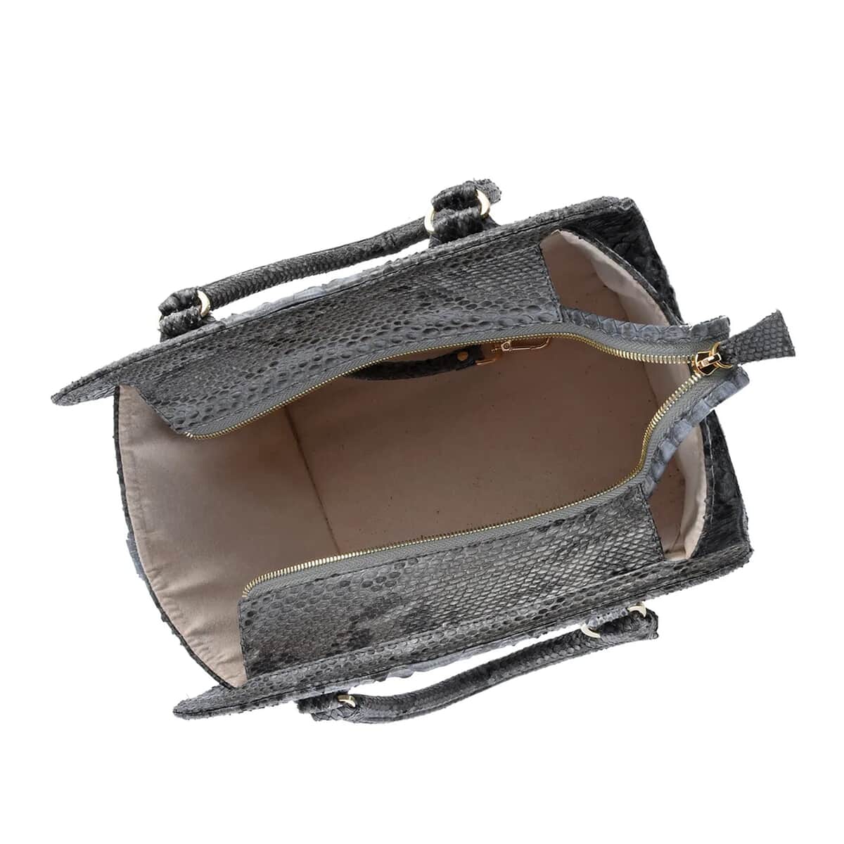 The Pelle Collection Dark Gray 100% Genuine Python Leather Tote Bag for Women, Satchel Purse, Shoulder Handbag, Designer Tote Bag image number 5