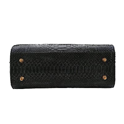 The Pelle Collection Black 100% Genuine Python Leather Tote Bag for Women, Satchel Purse, Shoulder Handbag, Designer Tote Bag