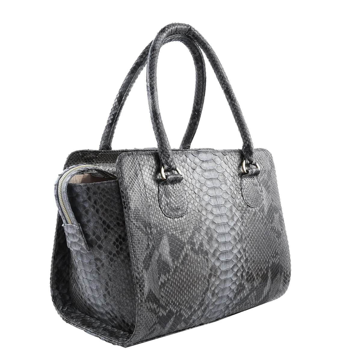 The Pelle Collection Dark Gray 100% Genuine Python Leather Tote Bag for Women, Satchel Purse, Shoulder Handbag, Designer Tote Bag image number 6