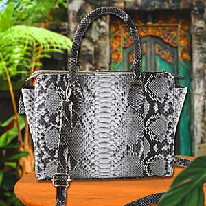 The Pelle Collection Natural Color 100% Genuine Python Leather Tote Bag for Women , Satchel Purse , Shoulder Handbag , Designer Tote Bag