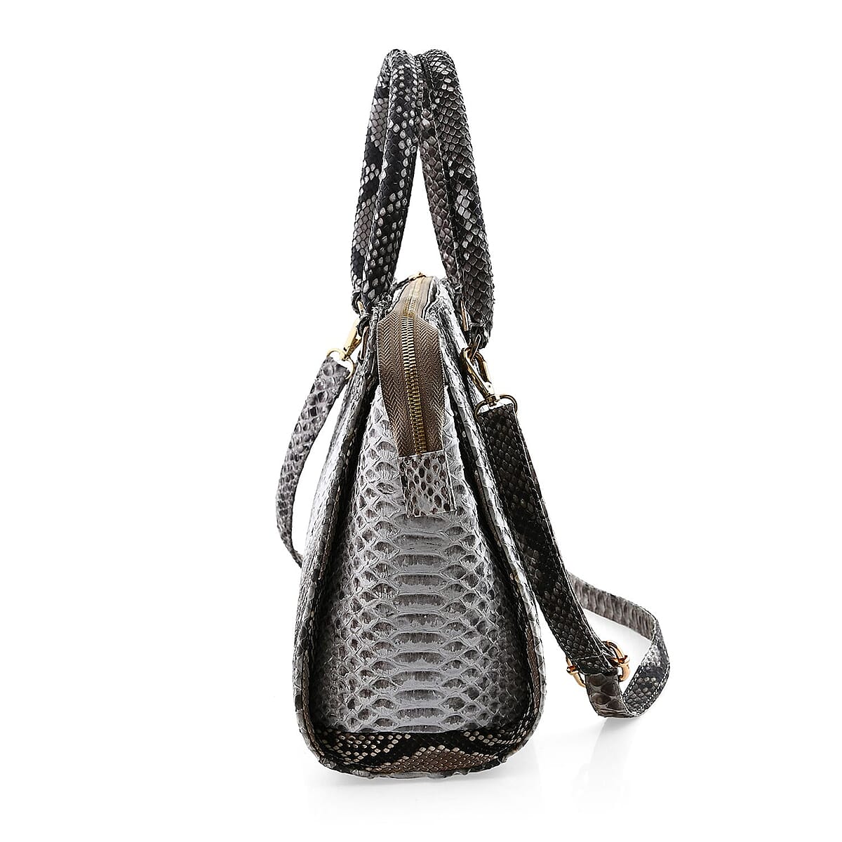 The Pelle Collection Natural Color 100% Genuine Python Leather Tote Bag for Women , Satchel Purse , Shoulder Handbag , Designer Tote Bag image number 4