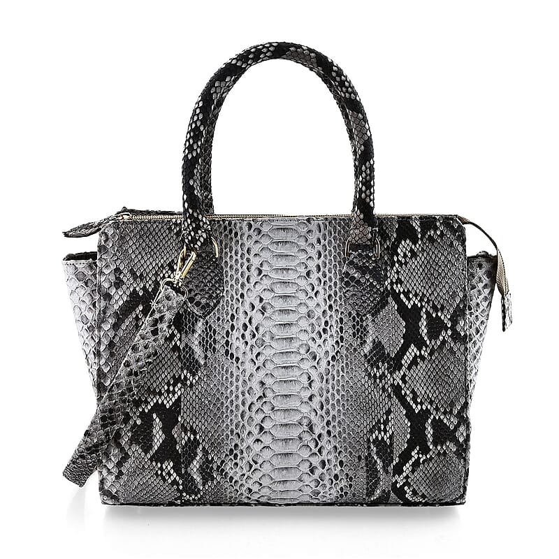 The Pelle Collection Natural Color 100% Genuine Python Leather Tote Bag for Women , Satchel Purse , Shoulder Handbag , Designer Tote Bag