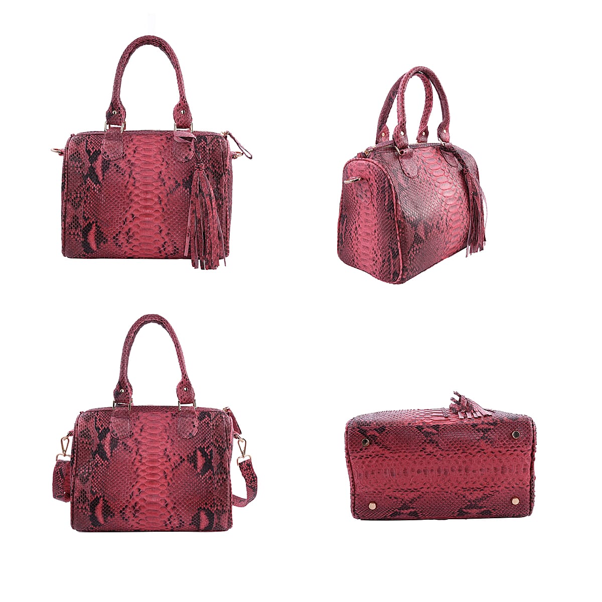 The Pelle Python Skin Bag Collection Golden Pink 100% Genuine Python Leather Tote Bag image number 1