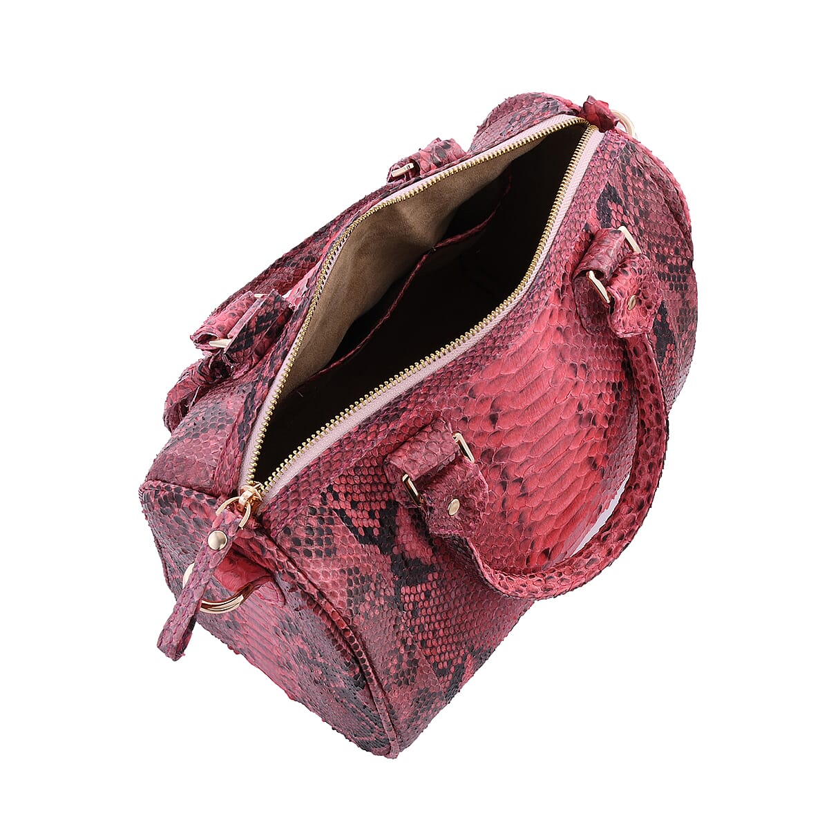 The Pelle Python Skin Bag Collection Golden Pink 100% Genuine Python Leather Tote Bag image number 3